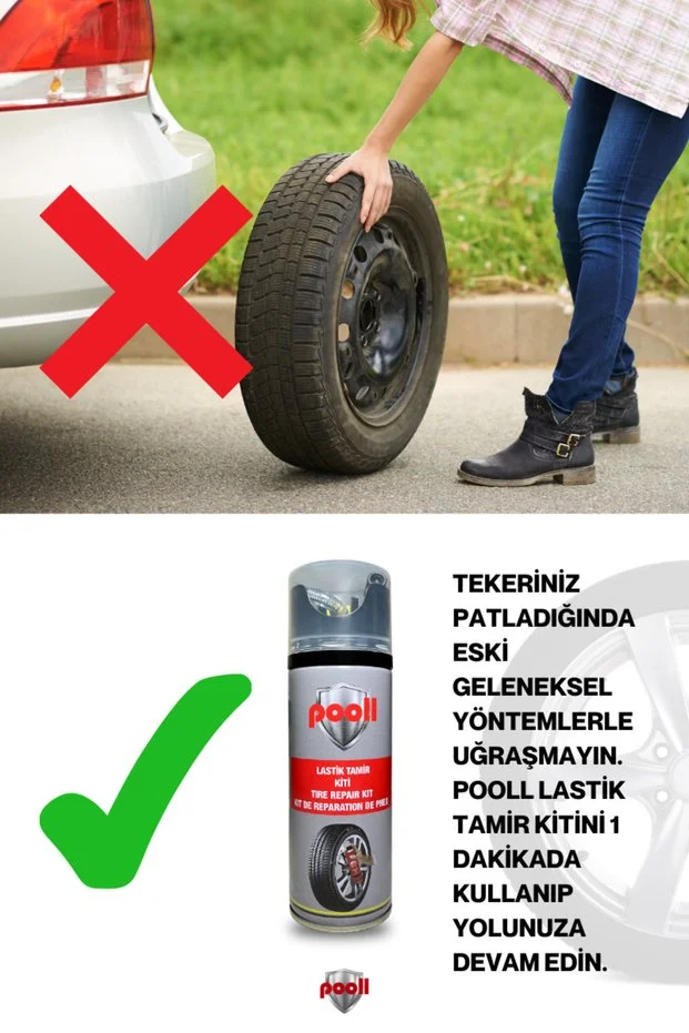 Lastik Tamir Spreyi Kiti Acil Lastik Şişirici 400 ml 3 Adet Set